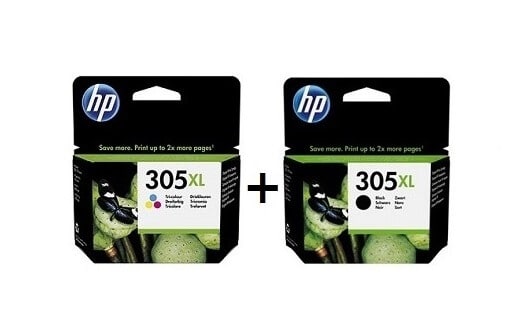 זוג ראשי דיו שחור + צבעוני HP 305XL ראש דיו שחור + ראש דיו צבעוני מסדרת HP 305XL