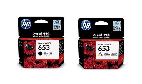 זוג ראשי דיו שחור וצבעוני מקוריים HP 653